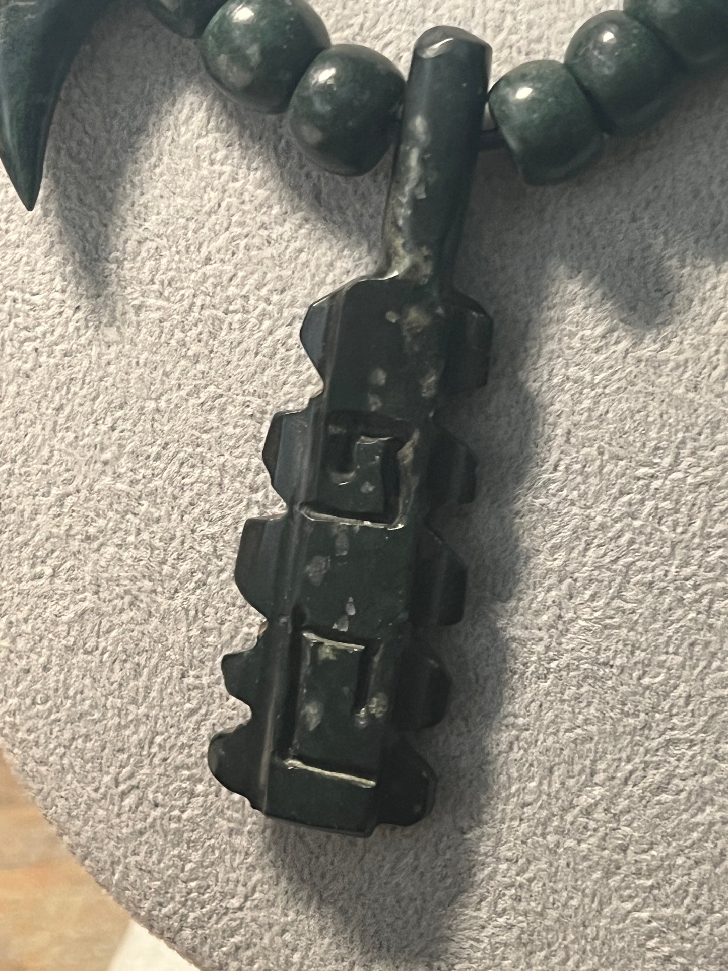 Serpentine Macuahuitl with Talons Necklace, Aztec Sword Design, with Marble Beads, Leather Adjustable Necklace, Mexica Ancient Mexican (18)