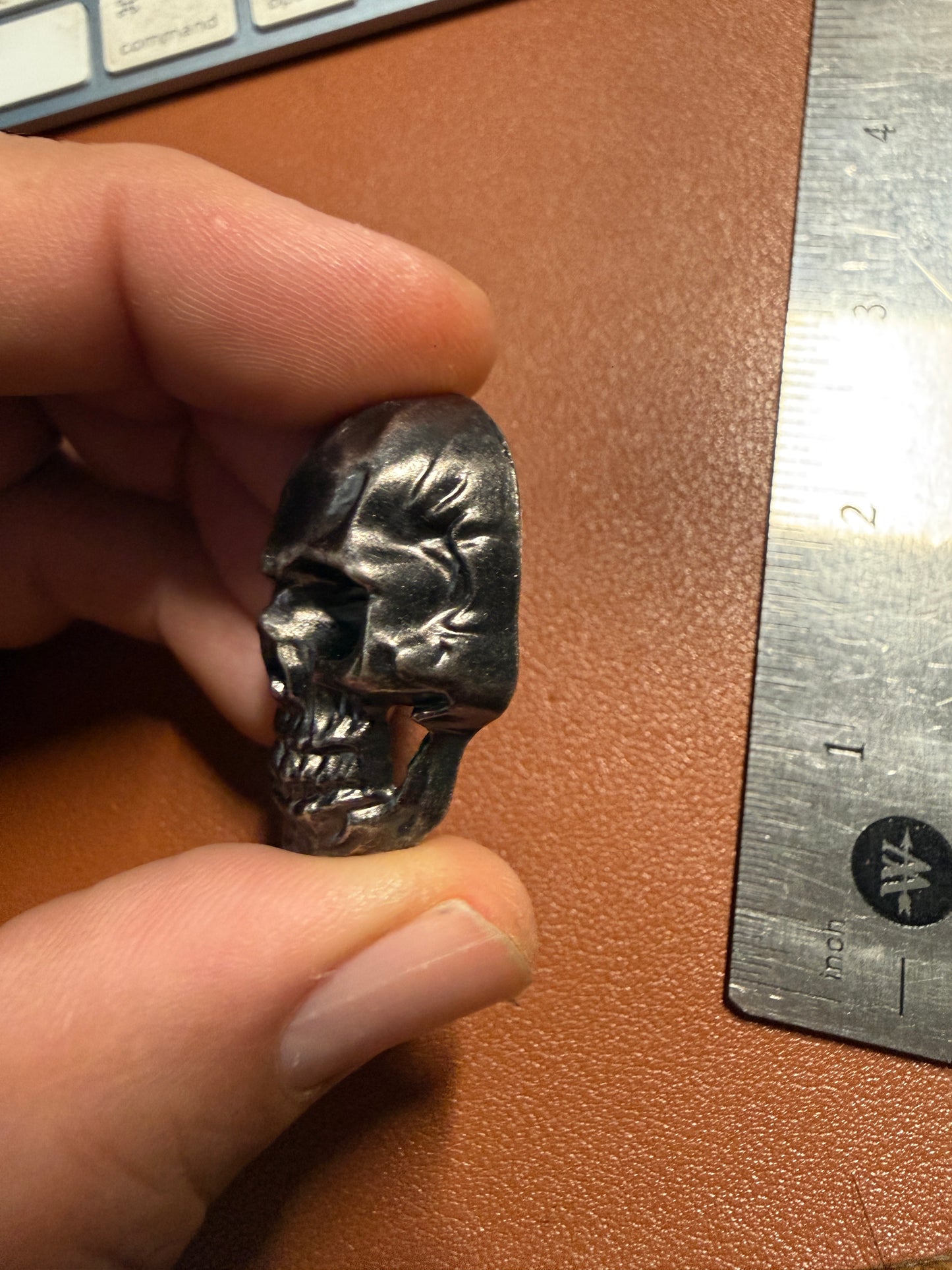 Large Metal Alloy Black Gunmetal Skull Head Screw Back Rivet, Biker Pin #12