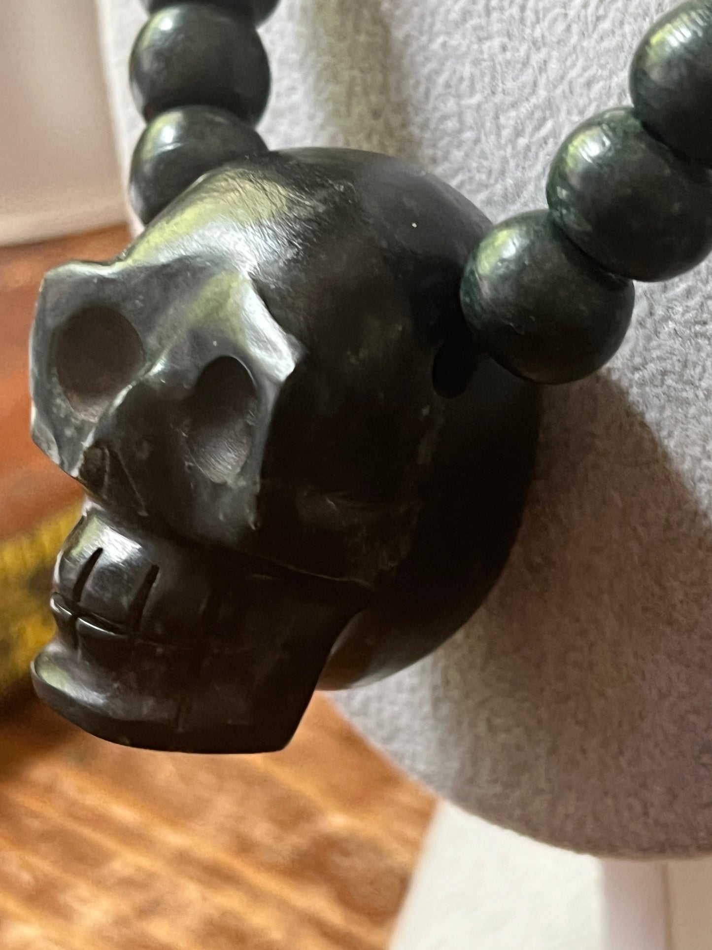 Mictlantecuhtli Full Skull Jade Necklace from Mexica Indigenous Indians, Mexico, Mexican, Aztec, Azteca, Death (#18)