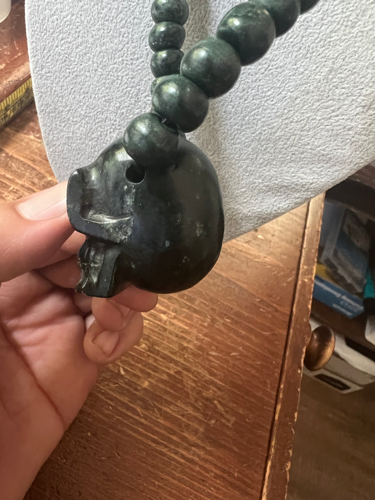 Mictlantecuhtli Full Skull Jade Necklace from Mexica Indigenous Indians, Mexico, Mexican, Aztec, Azteca, Death (#18)