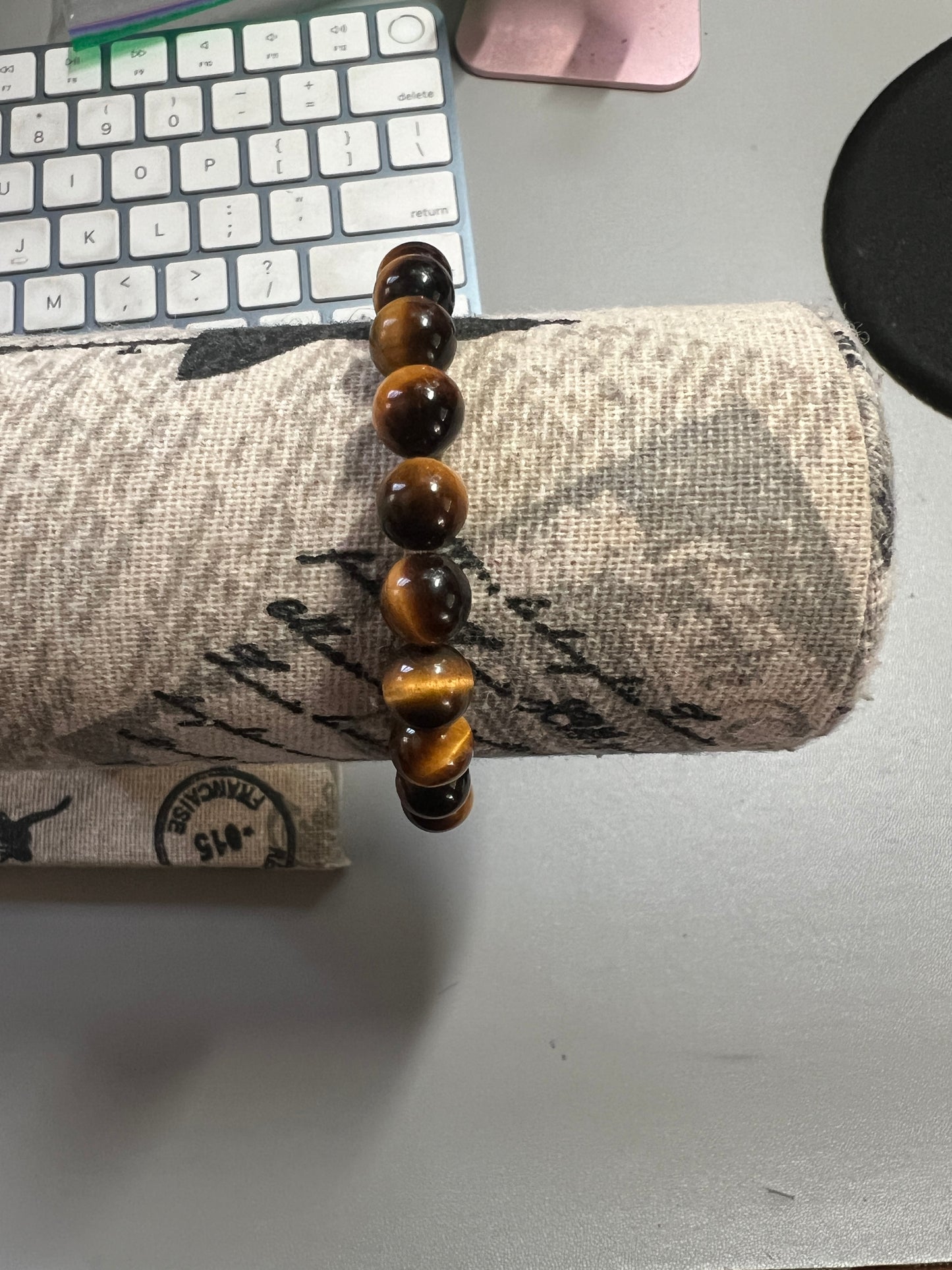 Tiger Eye Bracelet Women Girls Handmade Natural Stone Tiger Mexican Aztec, 5 1/2 x 8mm #7