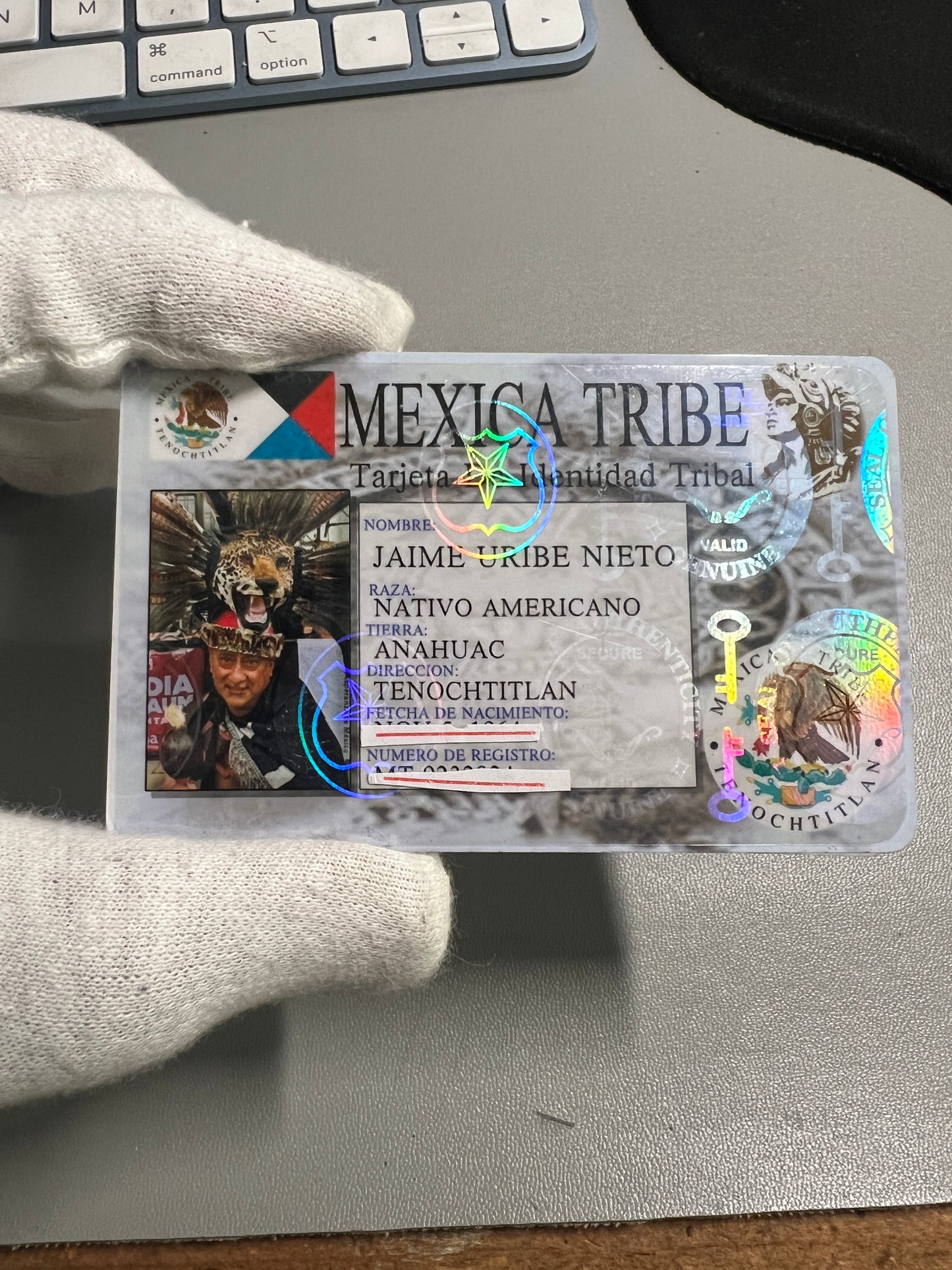 Mexica Tribe Ethnic Cultural Identity Cards, For Fun, Novelty, Not A Valid Form of ID, Holographic, En Espaniol