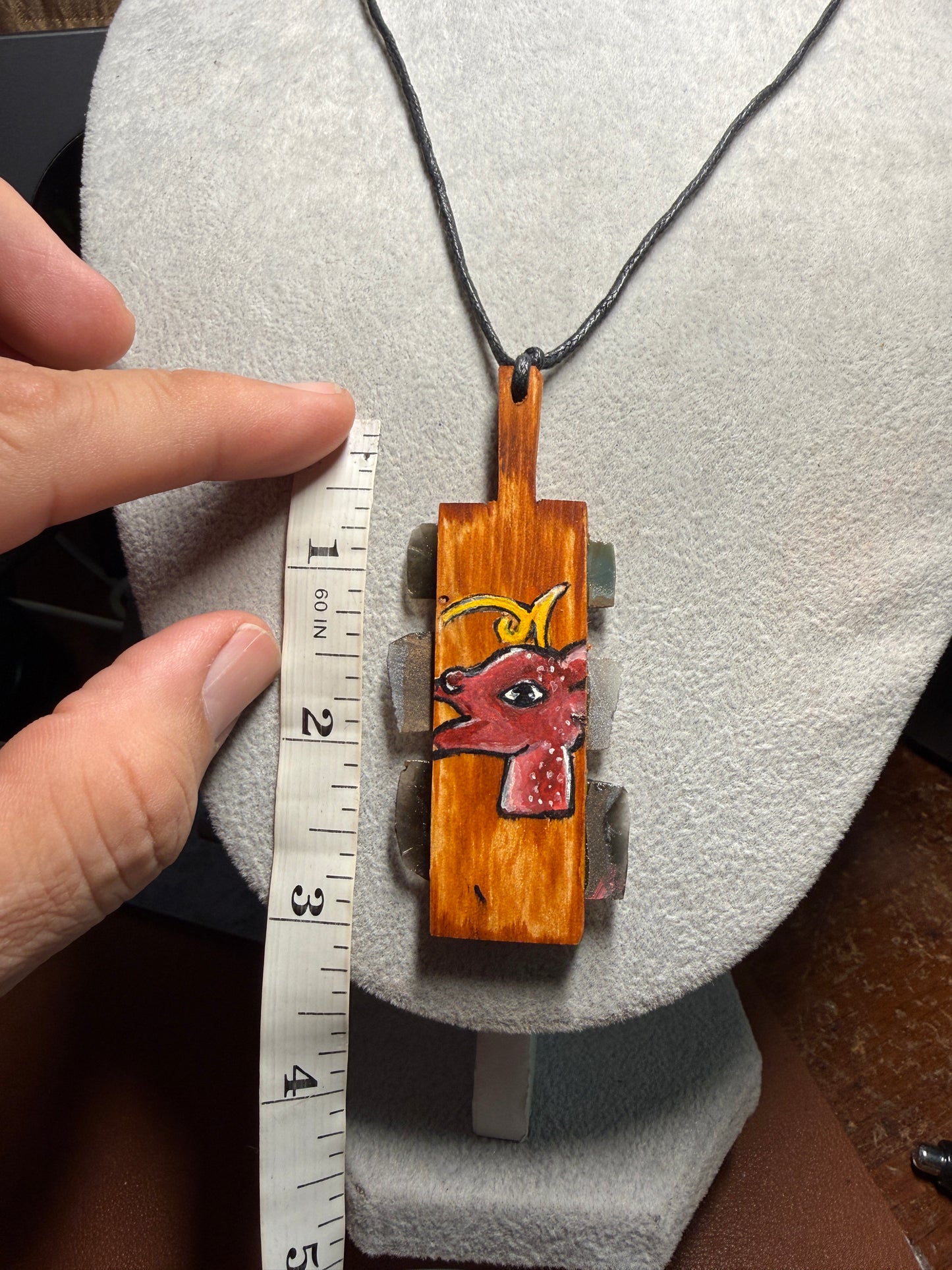 Mini Macuahuitl Necklace, Real Obsidian, Aztec Deer Mazatl Design, Handmade, Mexico (Xa5) (Copy)