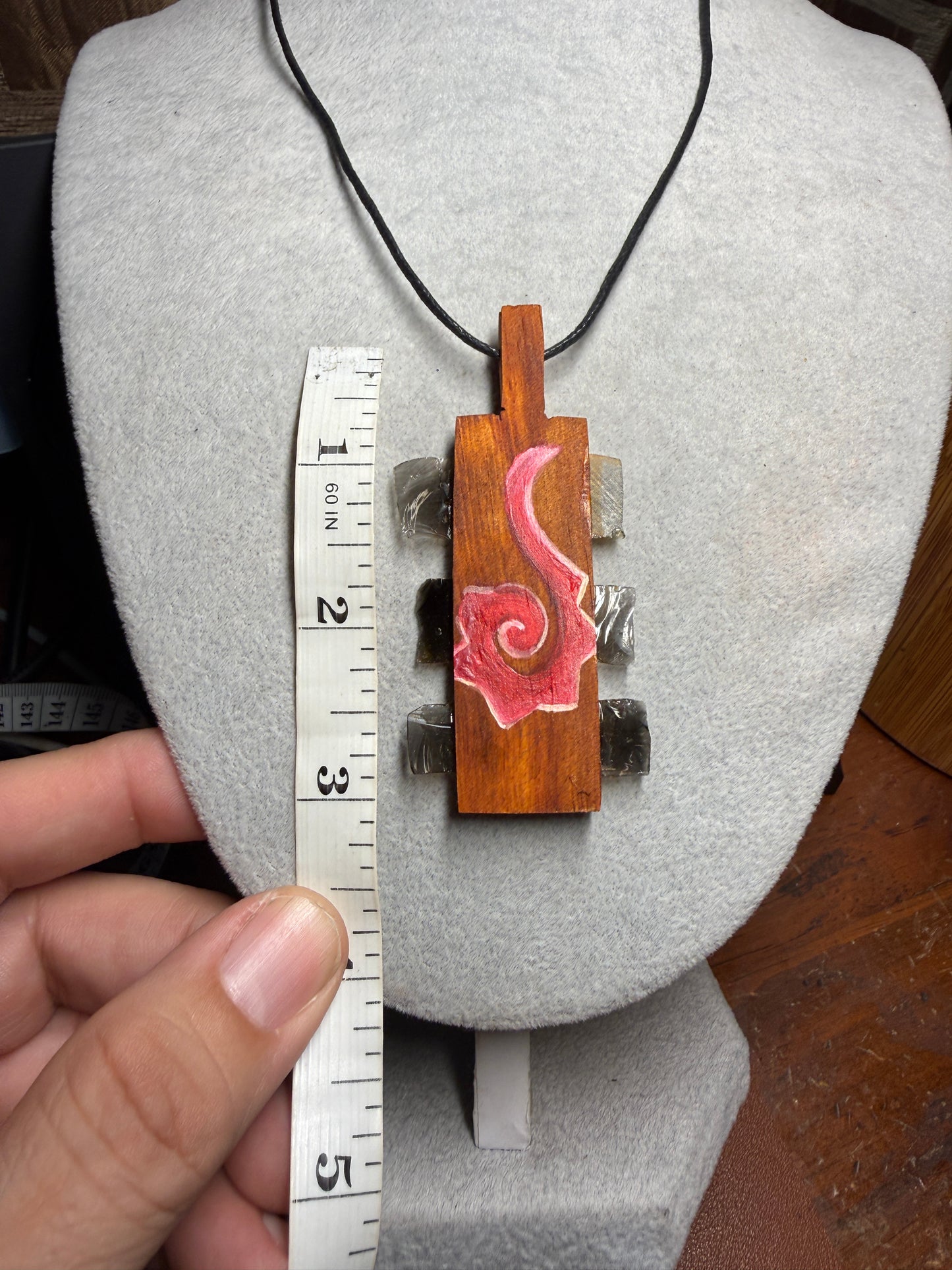 Mini Macuahuitl Necklace, Real Obsidian, Aztec Speech Nahuatl Design, Handmade, Mexico (Xa10)