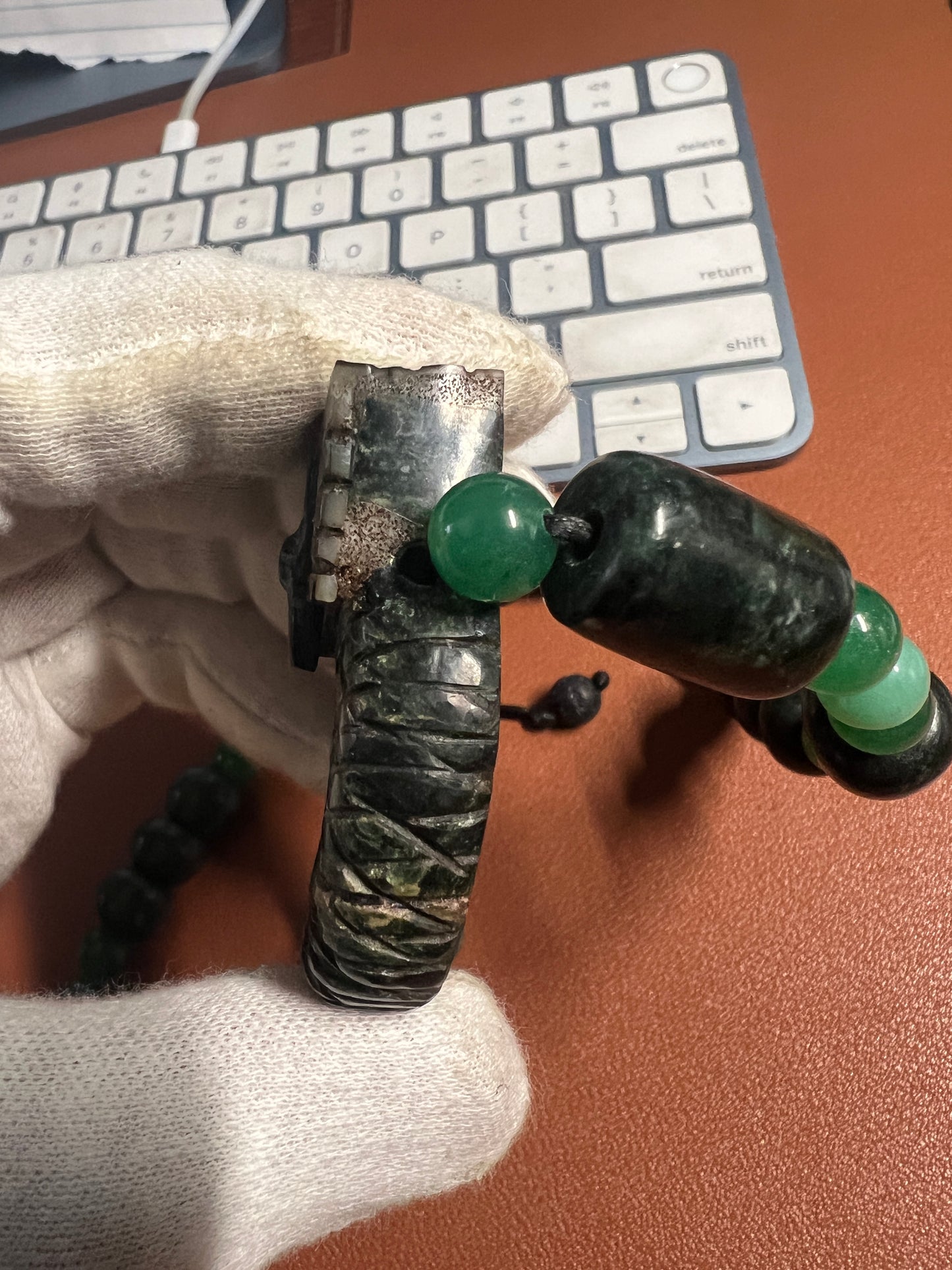 Mayan Kukulkan Azteca Quetzalcoatl, Serpentine, Mother of Pearl, Aventurine Necklace Mexican, Mexico #9