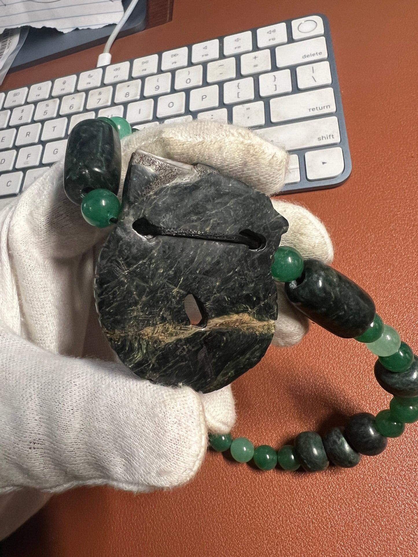 Mayan Kukulkan Azteca Quetzalcoatl, Serpentine, Mother of Pearl, Aventurine Necklace Mexican, Mexico #9