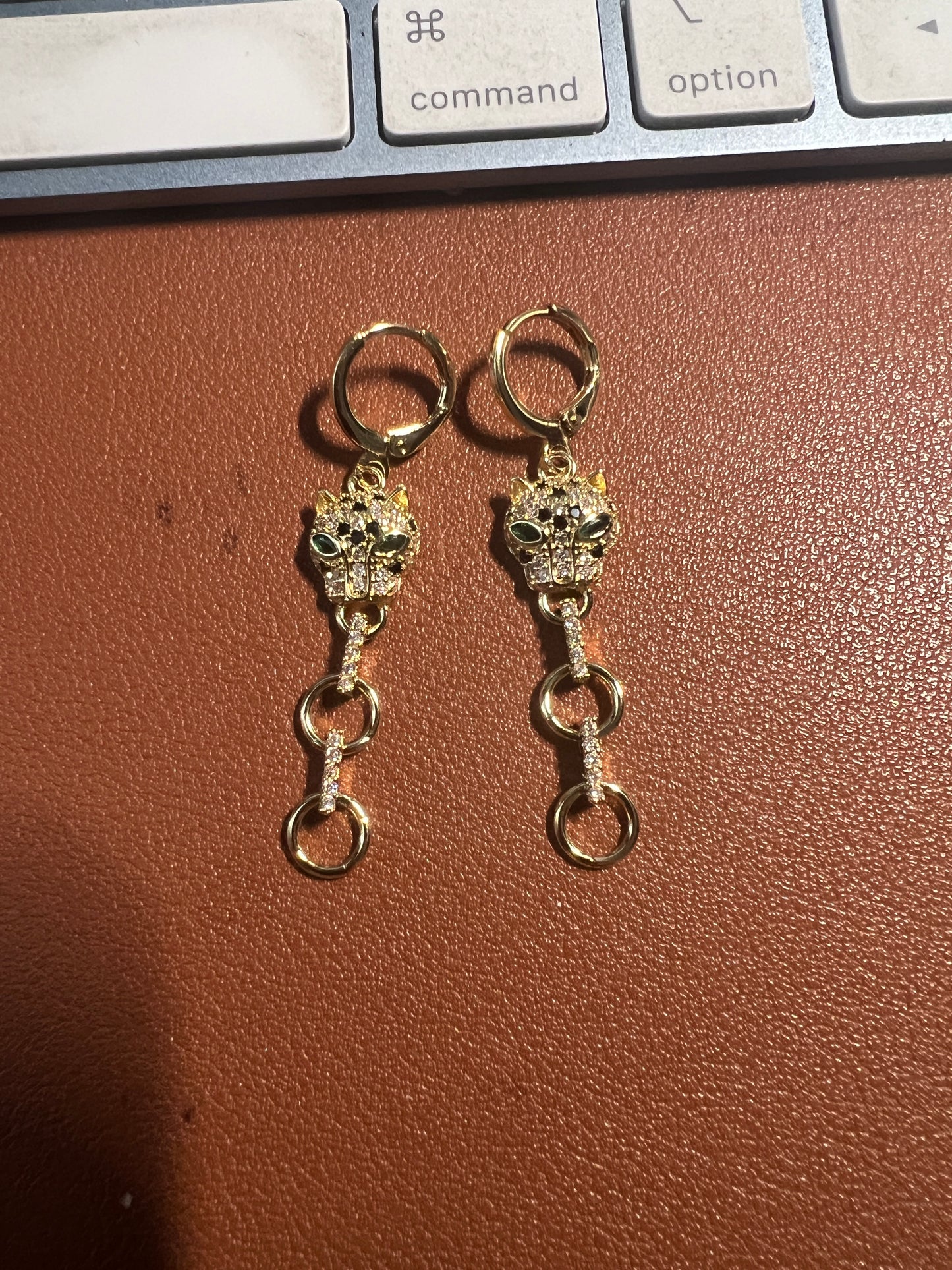 Aztec New Gold Plated Zircon High Quality Fashion Luxury Animal Jaguar Earrings #35