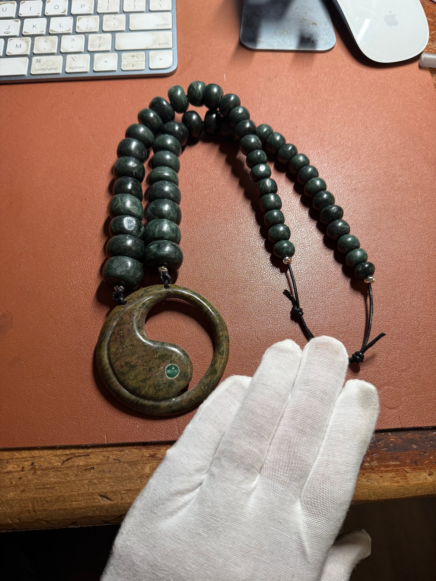 Yin Yang, Serpentine Stone Pendant Necklace from Mexico, Mexican Handmade #20
