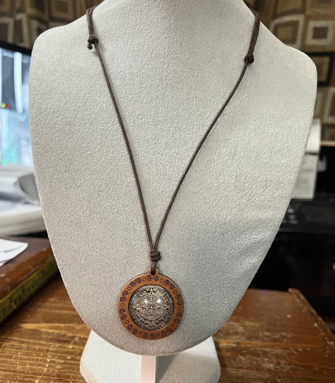 Glow In The Dark Aztec Calendar Pendant, Mexica, Mexico, Mexican, Adjustable, Calendario Azteca, Indigenous, Tonatiuh, Sun Sol Face (#15)