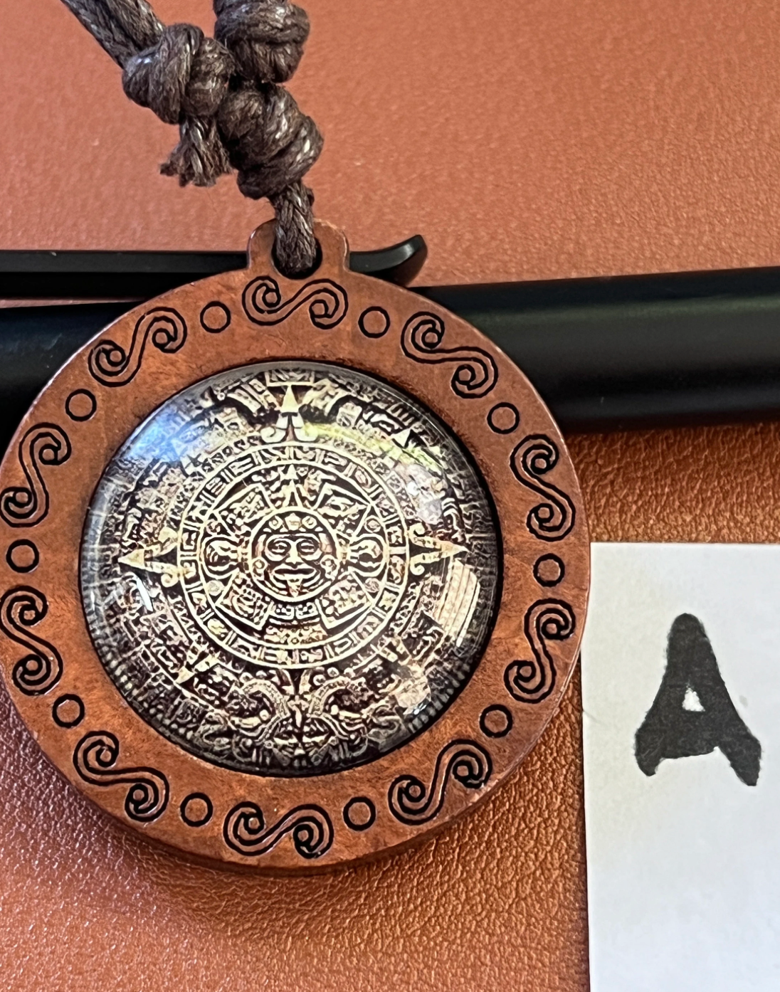 Glow In The Dark Aztec Calendar Pendant, Mexica, Mexico, Mexican, Adjustable, Calendario Azteca, Indigenous, Tonatiuh, Sun Sol Face (#15)