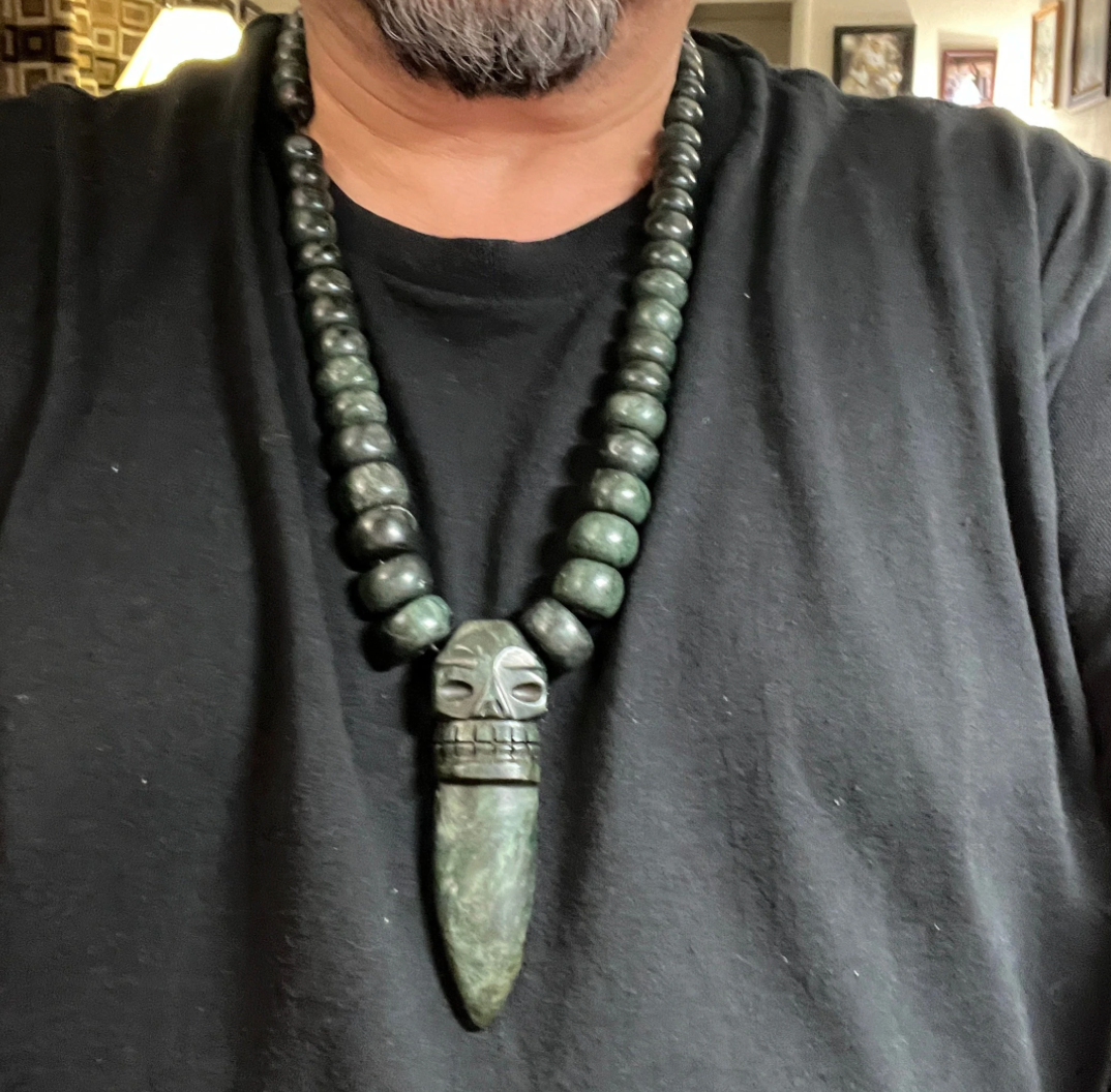 Mictlantecuitli Jade Necklace from Mexica New Years Pow Wow 2024, Mexi