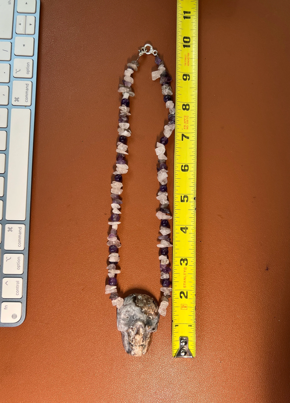 Quartz Skull Necklace, 17 in. Gorgeous Crystal Skull, handmade Indigenous Indians of Mexico, Mexica, Azteca, Aztec, Native Americans (#14)