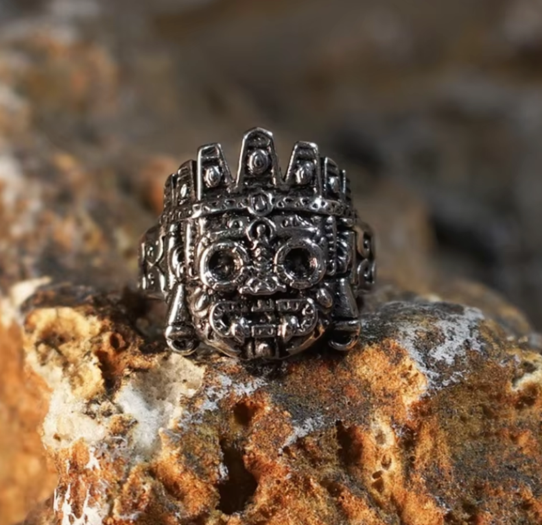 Tlaloc Aztec God Ring, Azteca, Mexica, Mexican, Mexico, Pagan, Indigenous, Rain (#13)