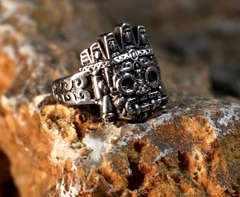 Tlaloc Aztec God Ring, Azteca, Mexica, Mexican, Mexico, Pagan, Indigenous, Rain (#13)