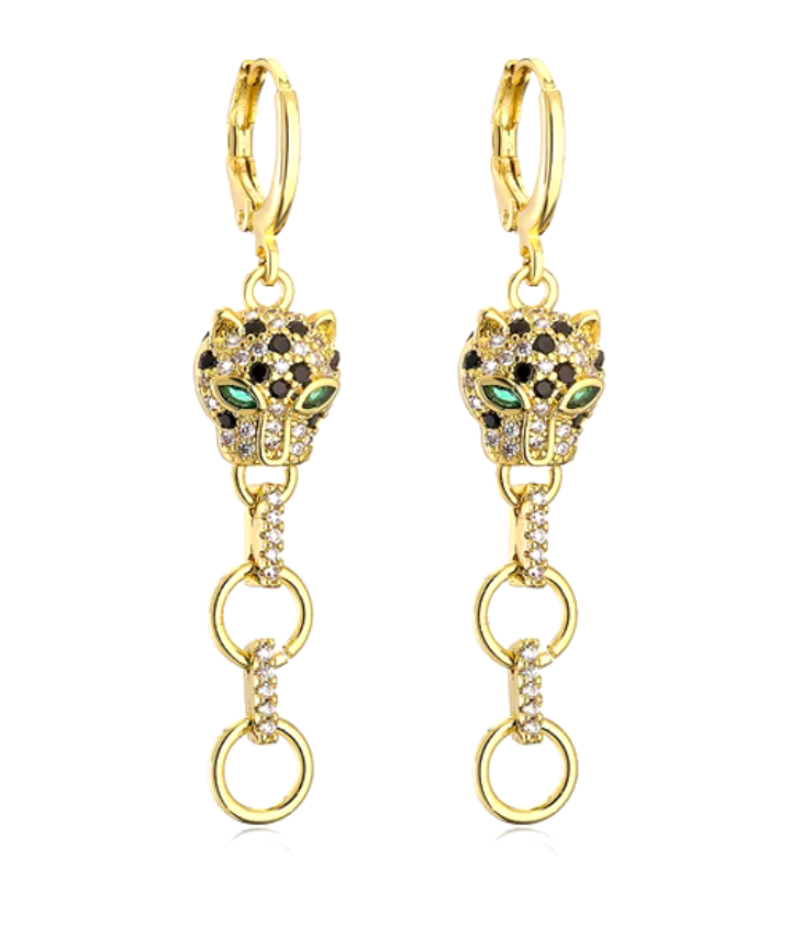Aztec New Gold Plated Zircon High Quality Fashion Luxury Animal Jaguar Earrings #35