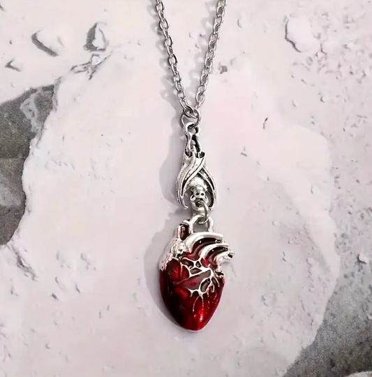 Aztec Sacrificial Bloody Heart Pendant Necklace Fashionable Pagan Jewelry (#35)