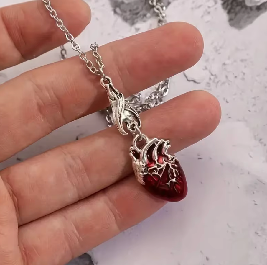 Aztec Sacrificial Bloody Heart Pendant Necklace Fashionable Pagan Jewelry (#35)