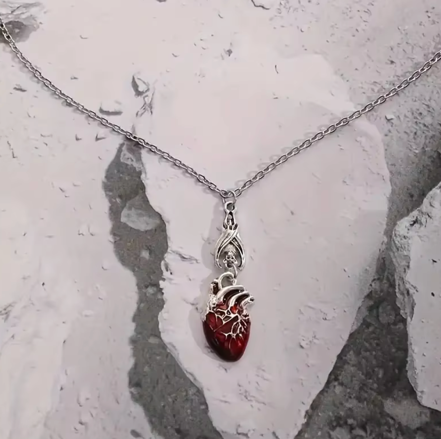 Aztec Sacrificial Bloody Heart Pendant Necklace Fashionable Pagan Jewelry (#35)