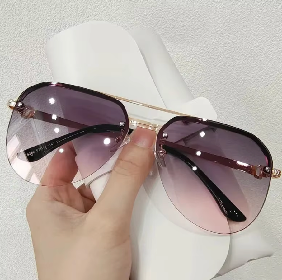 New Fashion Metal Half Frame Women's Outdoor Sunglasses Classic Aviator Glasses