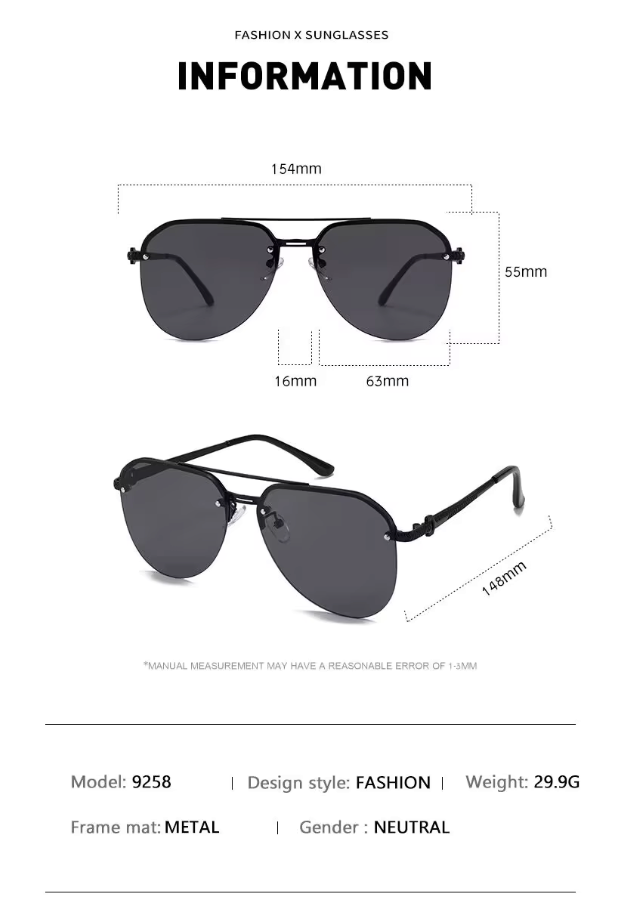 New Fashion Metal Half Frame Women's Outdoor Sunglasses Classic Aviator Glasses