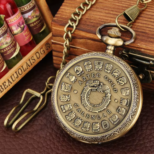 Aztec Quetzalcoatl or Mayan Kukulkan Pocket Watch Bronze Quartz Pocket Vintage Collection #36