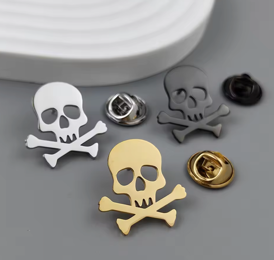 Skull and Bones, Cross bones Badge, Brooch, Button, Lapel Pin, Pirates of the Caribbean #12
