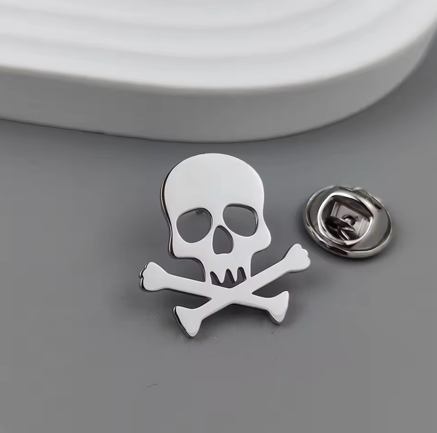 Skull and Bones, Cross bones Badge, Brooch, Button, Lapel Pin, Pirates of the Caribbean #12