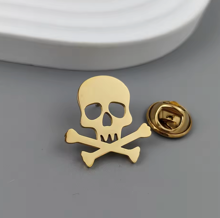 Skull and Bones, Cross bones Badge, Brooch, Button, Lapel Pin, Pirates of the Caribbean #12