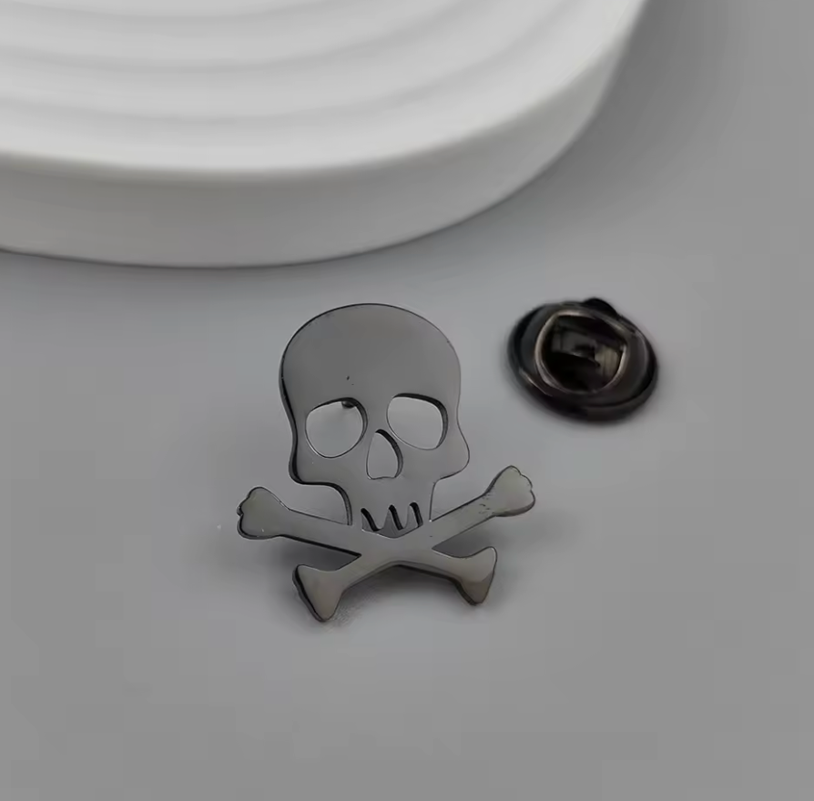 Skull and Bones, Cross bones Badge, Brooch, Button, Lapel Pin, Pirates of the Caribbean #12