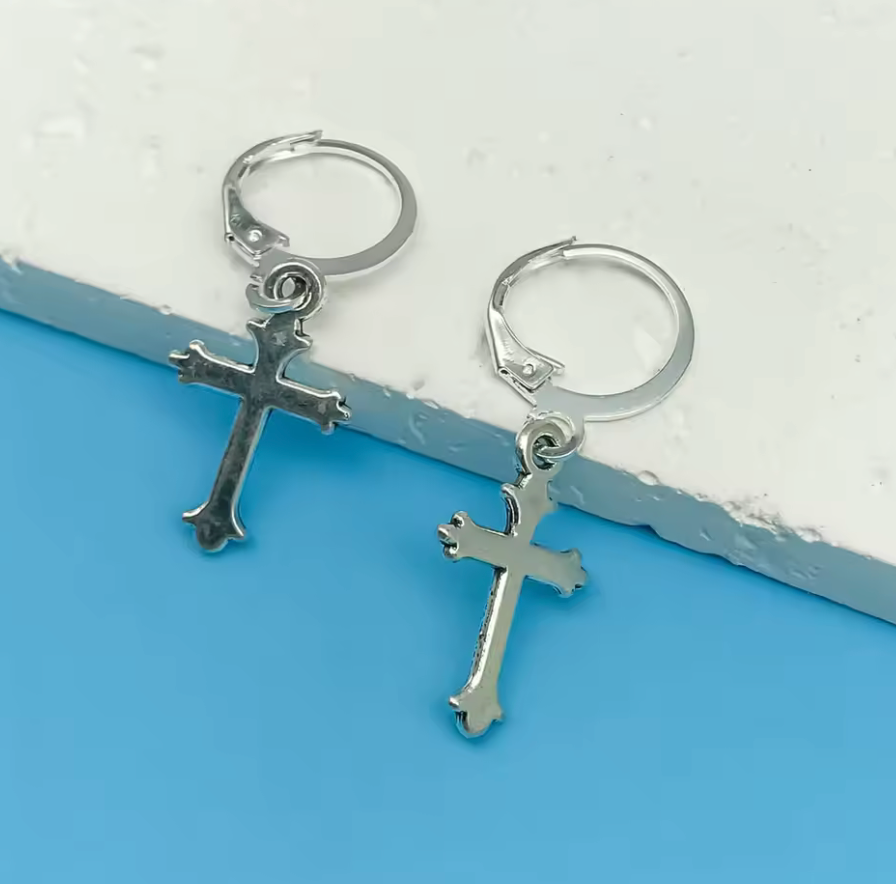 Maltese Cross Fire Fighter's Cross Courage Crusader Knights Calvary Earrings #1