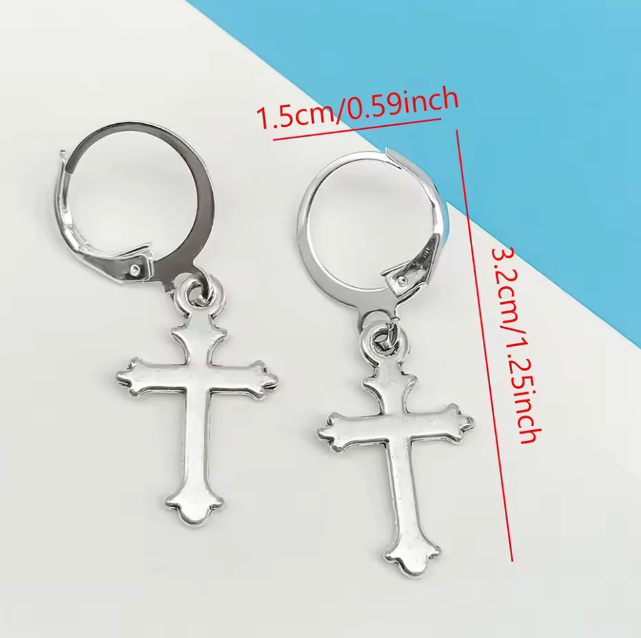 Maltese Cross Fire Fighter's Cross Courage Crusader Knights Calvary Earrings #1