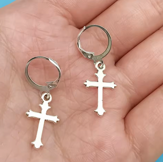 Maltese Cross Fire Fighter's Cross Courage Crusader Knights Calvary Earrings #1