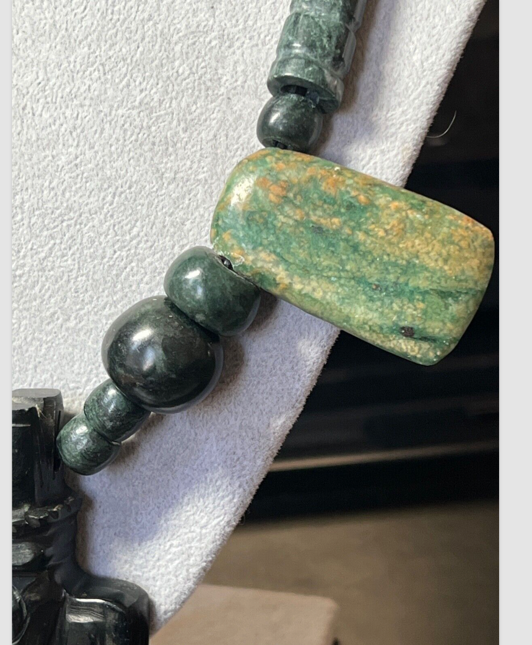 Tlaloc Aztec Rain God Necklace Pendant Beads, Guatemalan Jade, Indigenous (#38)