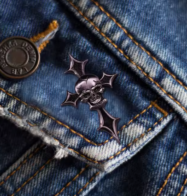 Skull Pin Pirates Caribbean Gothic Jewelry Accessory Death Metal Biker Retro #1
