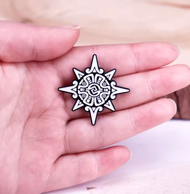 Aztec Symbol Hunab Ku Ometeotl Enamel Pin, button, brooch, pins, #19
