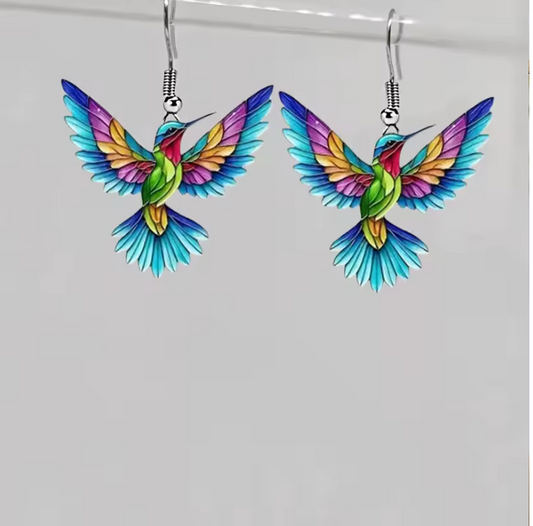 Aztec Huitzilopochtli Colorful Hummingbird Earrings Cute Animal Jewelry Gift #6