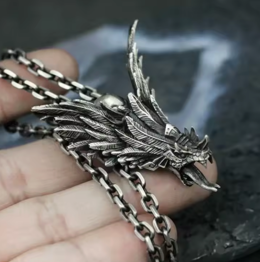 Mayan Aztec Quetzalcoatl Kukulkan Pendant Necklace Mexican Dragon (#17)