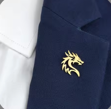 Quetzalcoal Kukulkan Mexican Dragon pin, 316L stainless steel gold-plated (#1)