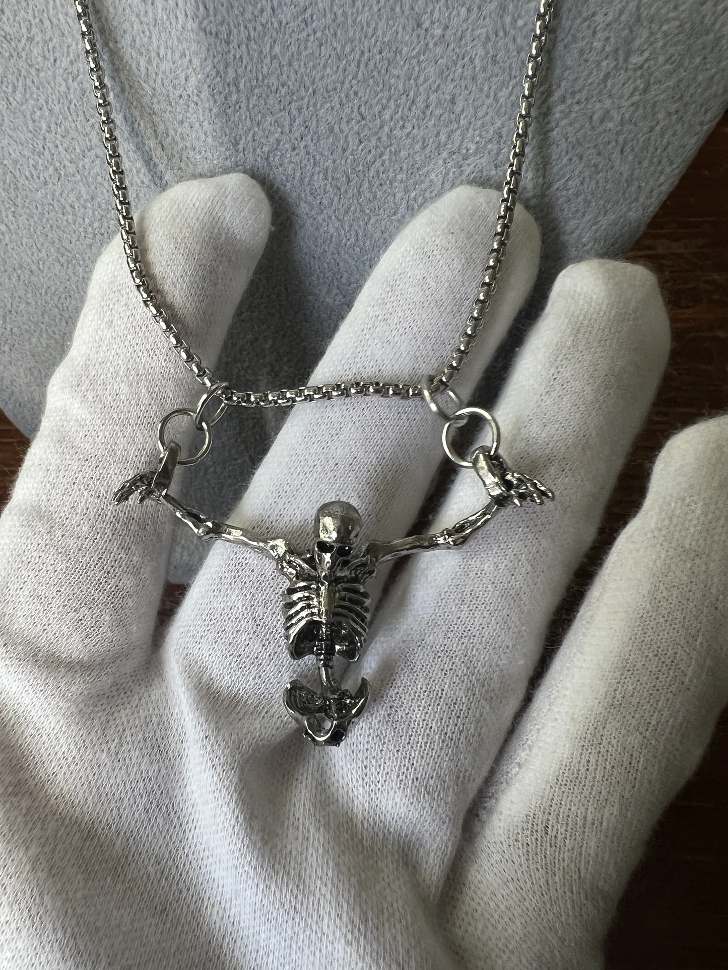 Half Skeleton Prisoner Shackled Pendant Necklace, Alloy, Pirates, Dead Man, Hanging, HandMade, Caribbean Pirate Captive, Fantasy (#15)