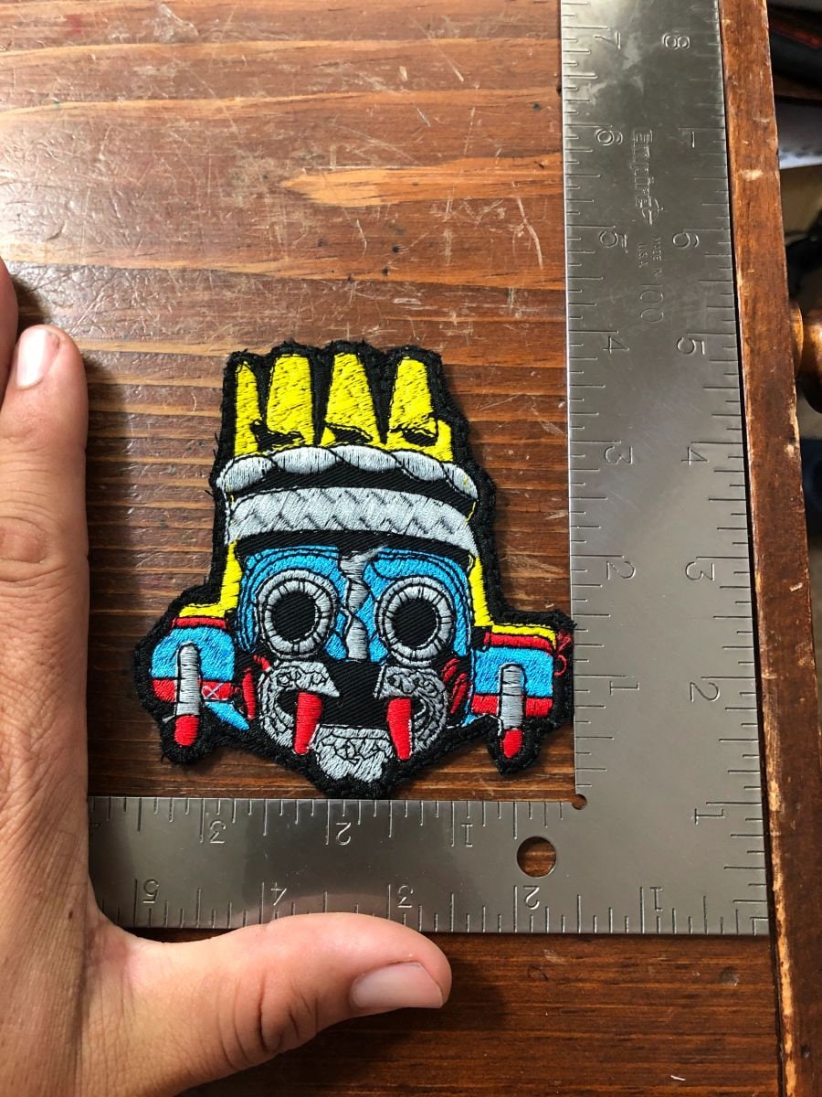 Tlaloc Patch, Aztec god of rain, Mexica rain god, 4" x 4", Aztec iron-on patches (L4)
