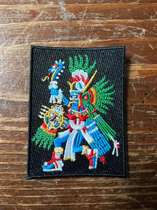 3 1/4" small Huitzilopochtli, (aka Uitzilopochtli, Xiuhpilli), Aztec god of Sun and war, Mexica, Totec, for iron on Patch, patches