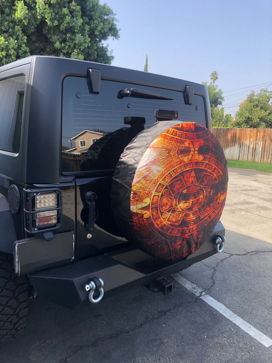 Aztec Calendar Tonatiuh Spare Tire Cover Wheel Tire Cover for Jeep Spare or Trailer RV SUV Truck for Diameter 31"- 33" and up to 12.5" wide