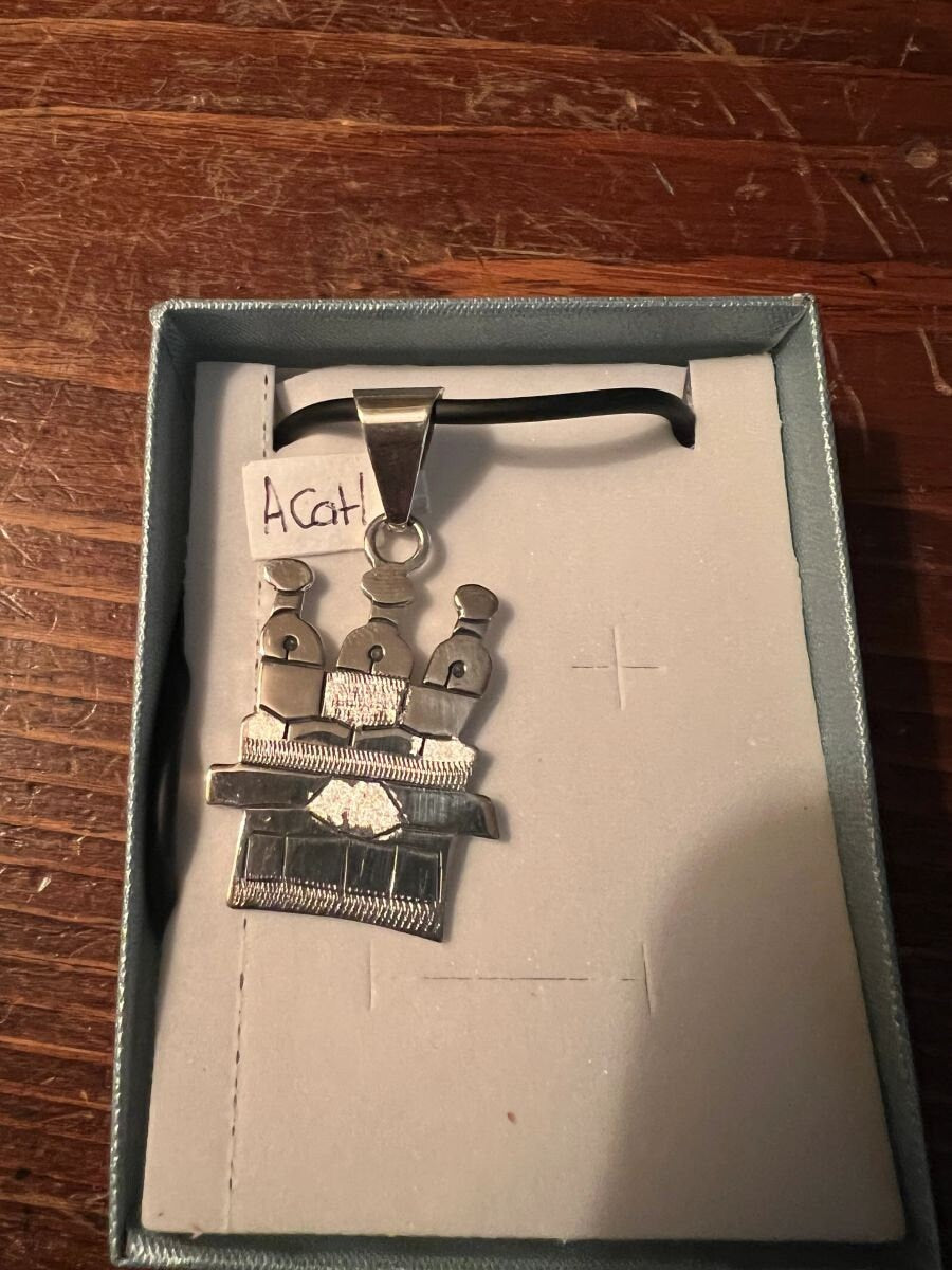 Acatl Aztec Day Sign Reed, Symbol for Authority and Justice, Azteca, Pendants, Sterling, Mexico, (3)