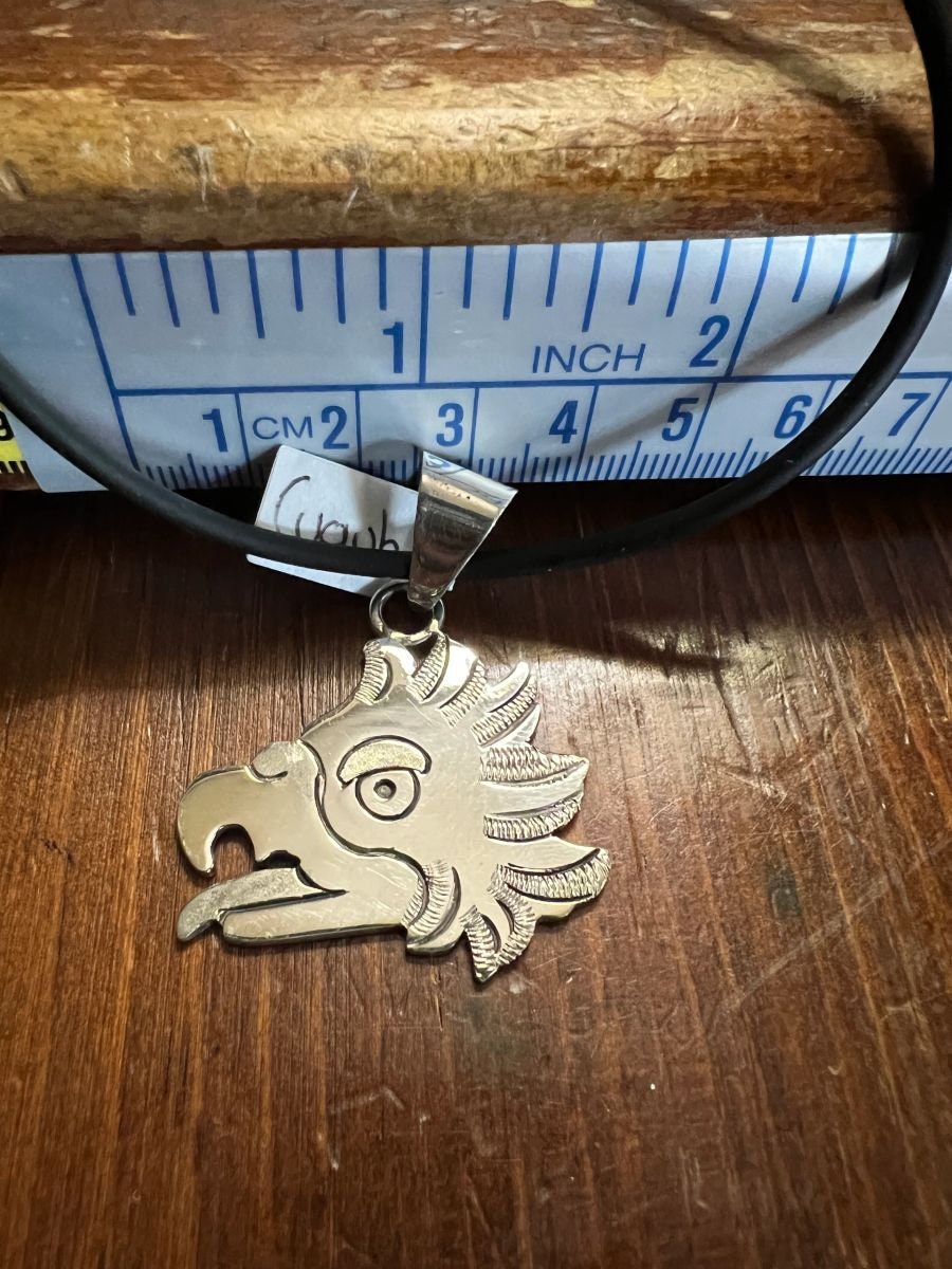 Cuauhtli Aguila Eagle Aztec Day Sign Pendant, sterling silver aztec pendants, sign for Freedom and Equality (4A)