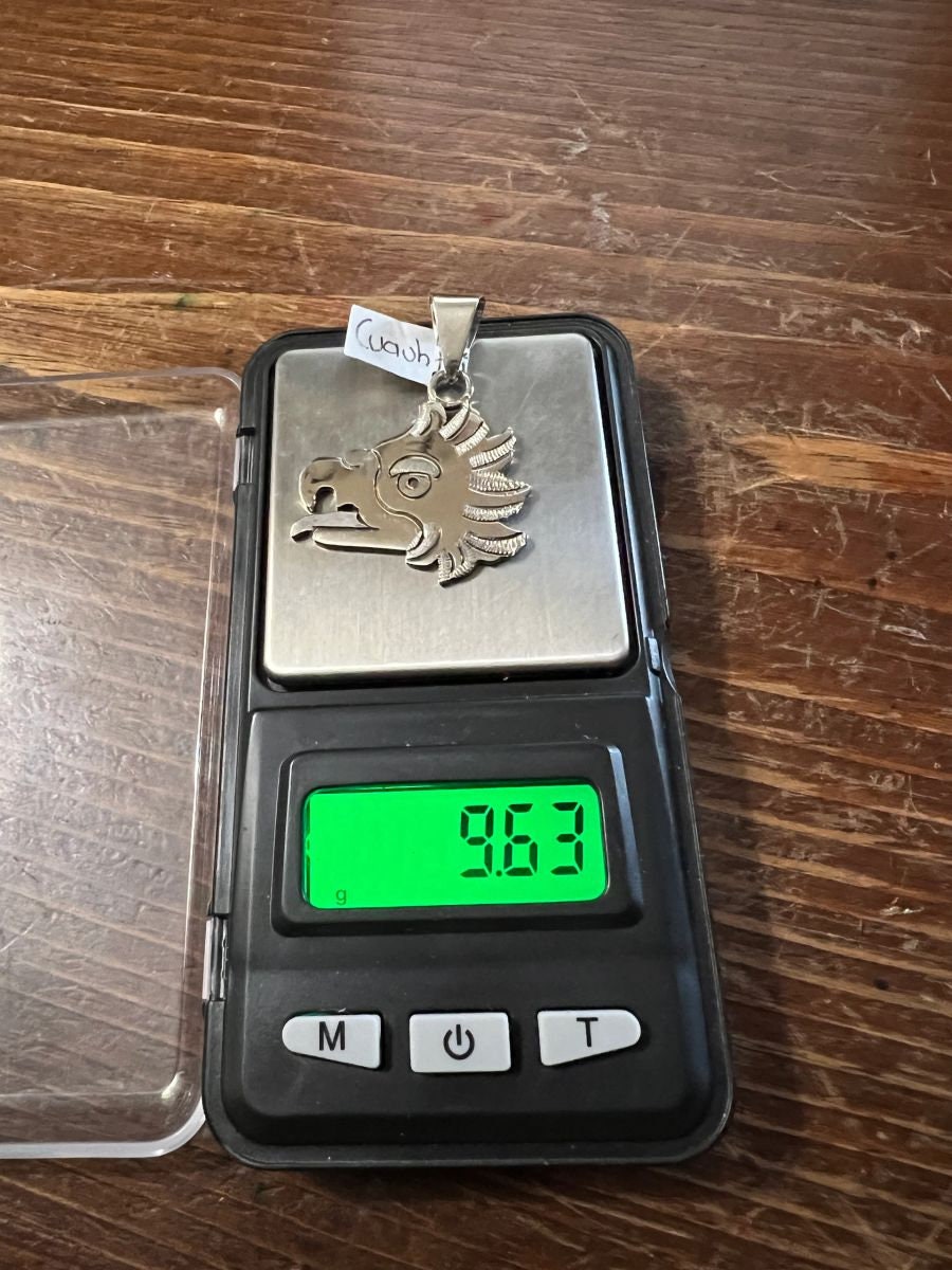 Cuauhtli Aguila Eagle Aztec Day Sign Pendant, sterling silver aztec pendants, sign for Freedom and Equality (4A)