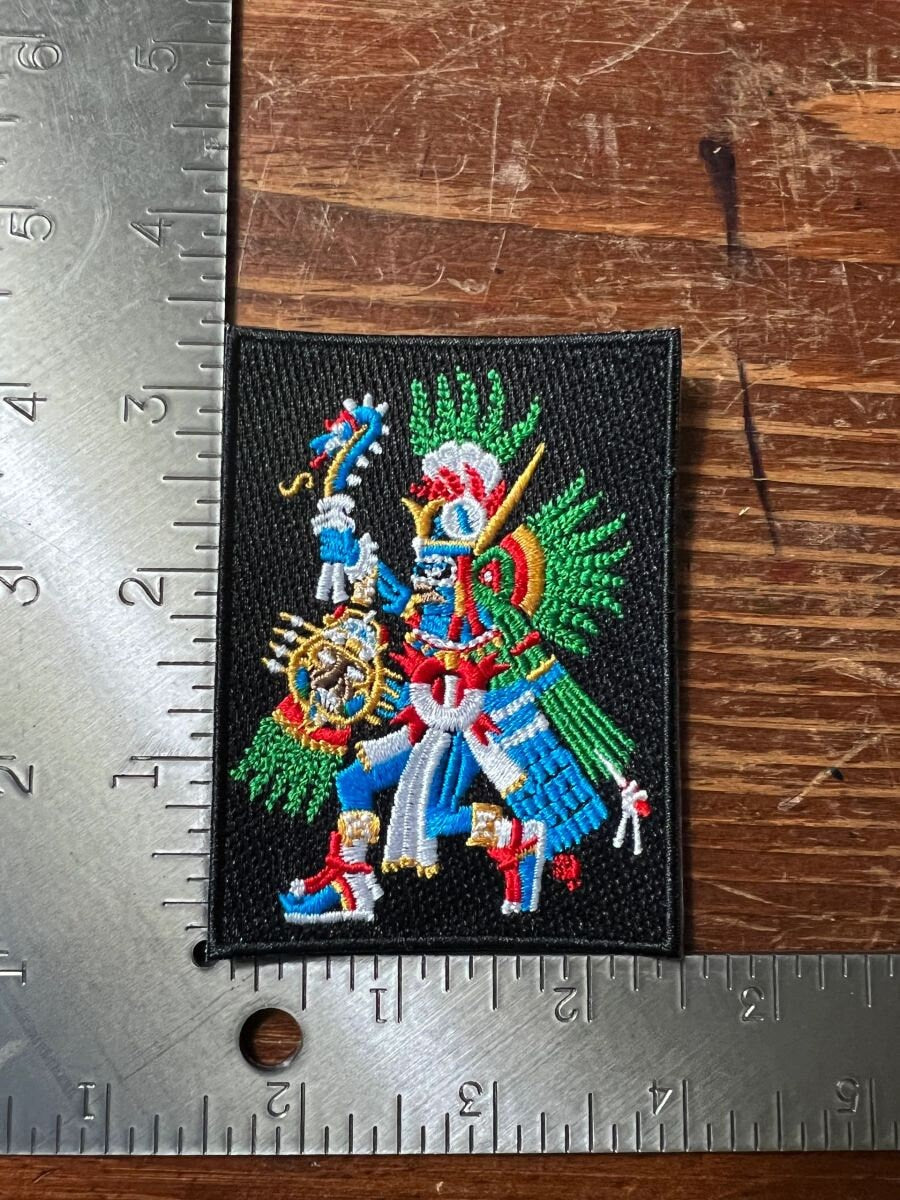 3 1/4" small Huitzilopochtli, (aka Uitzilopochtli, Xiuhpilli), Aztec god of Sun and war, Mexica, Totec, for iron on Patch, patches