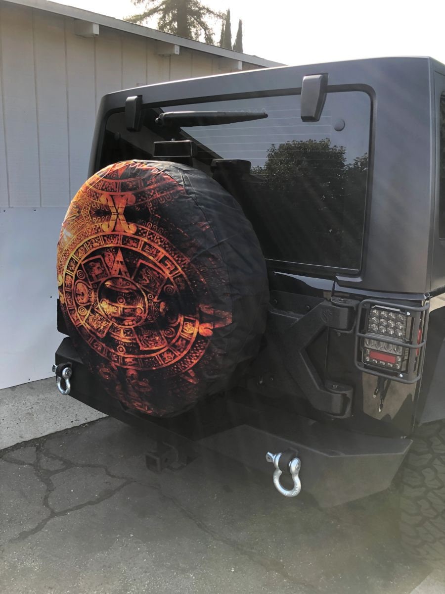 Aztec Calendar Tonatiuh Spare Tire Cover Wheel Tire Cover for Jeep Spare or Trailer RV SUV Truck for Diameter 31"- 33" and up to 12.5" wide