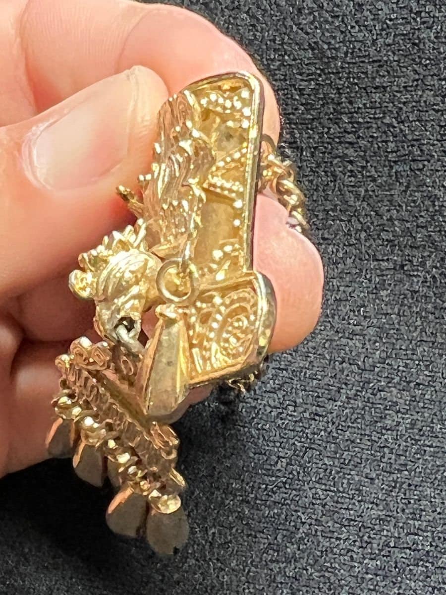 Rare Aztec Eagle Necklace Gold Plated by Salvador Terran for Marbel SA Mexico, 1950s
