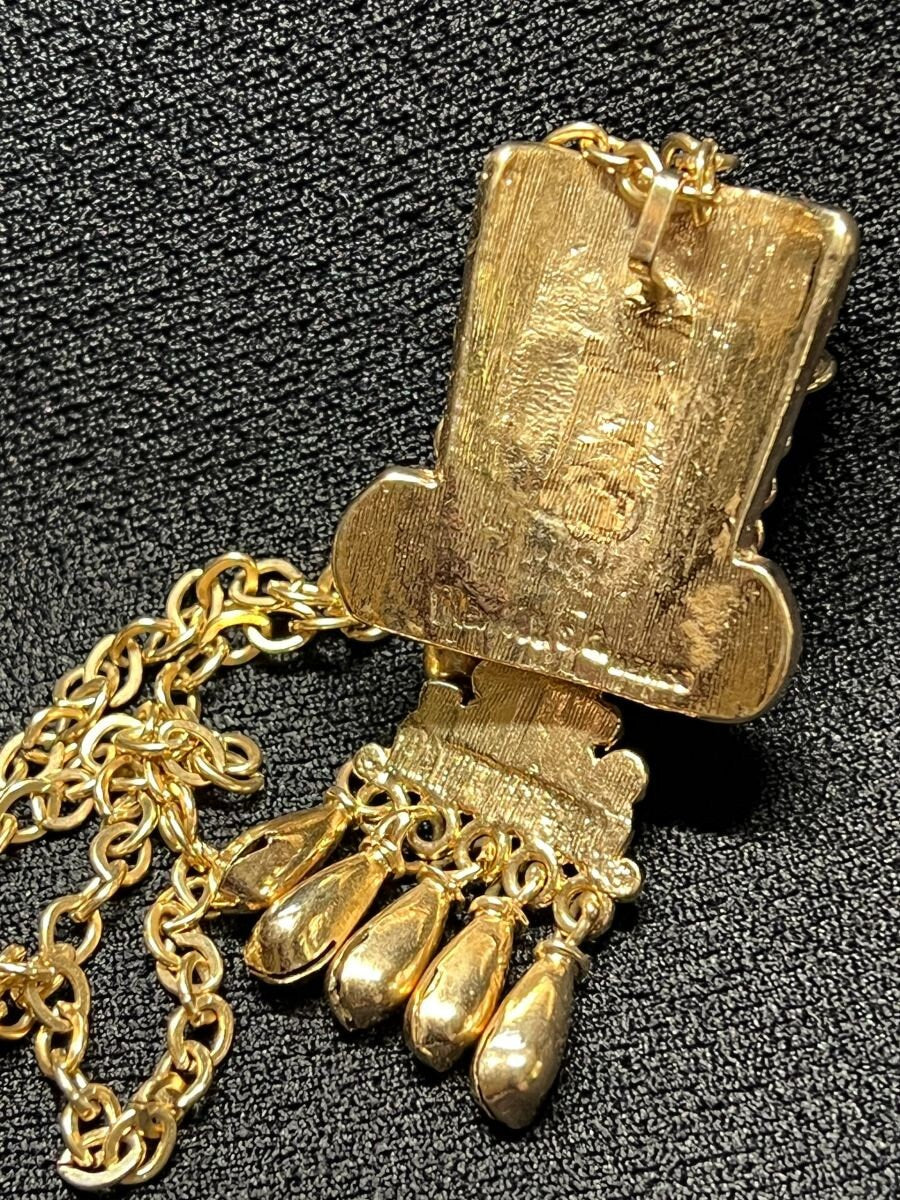 Rare Aztec Eagle Necklace Gold Plated by Salvador Terran for Marbel SA Mexico, 1950s
