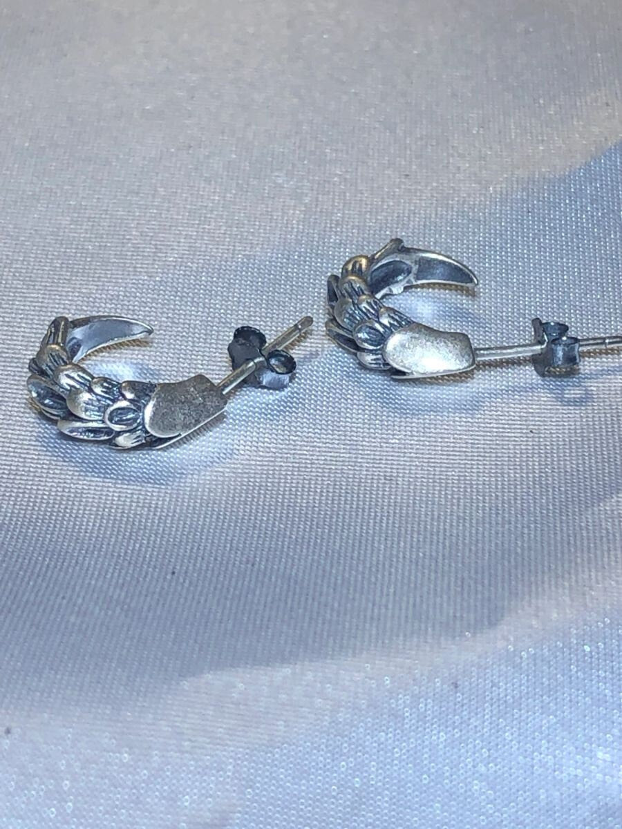 Sterling Silver Pair of Aztec Eagle Claws Half Hoop Stud Post Earrings claw ear rings (1a)